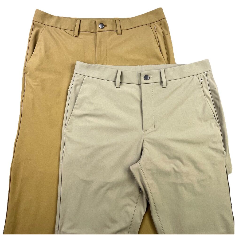 CRZ Yoga Lot of 2 Golf Pants Mens 34x29 Performance Stretch Tan Khaki